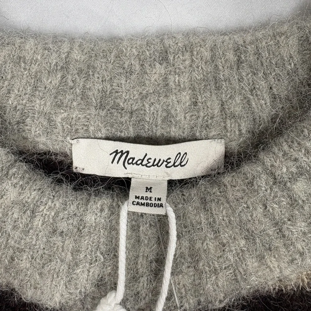 New Madewell Women's Oversized Alpaca Italian Yarn Blend Striped Sweater Medium